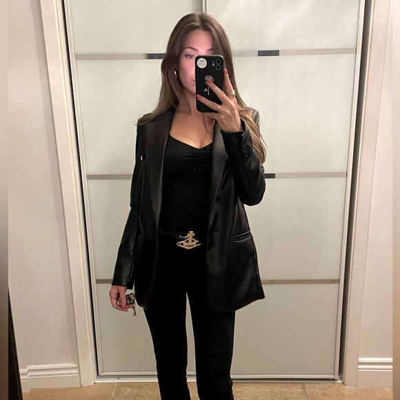 Dynamite Jackets & Blazers - Dynamite Black Leather Blazer